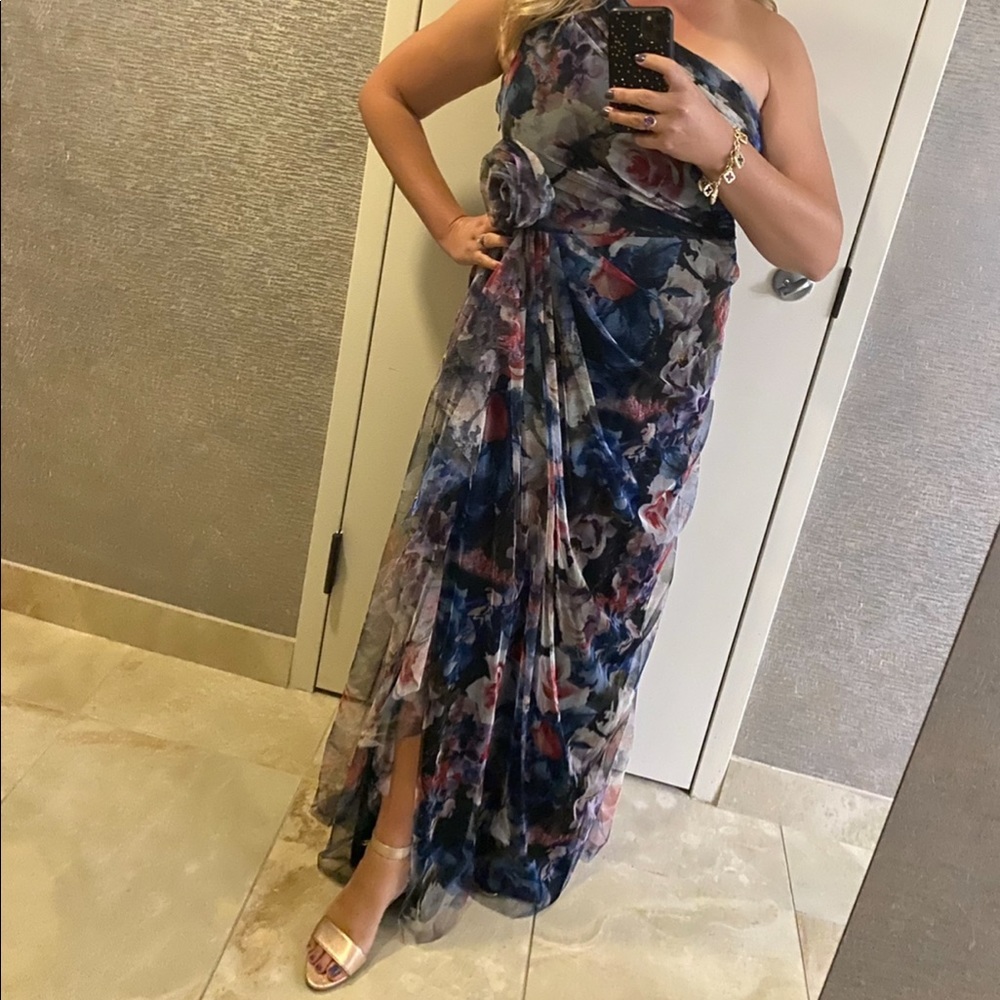 Adrianna Papell one shouldered floral gown Size 16